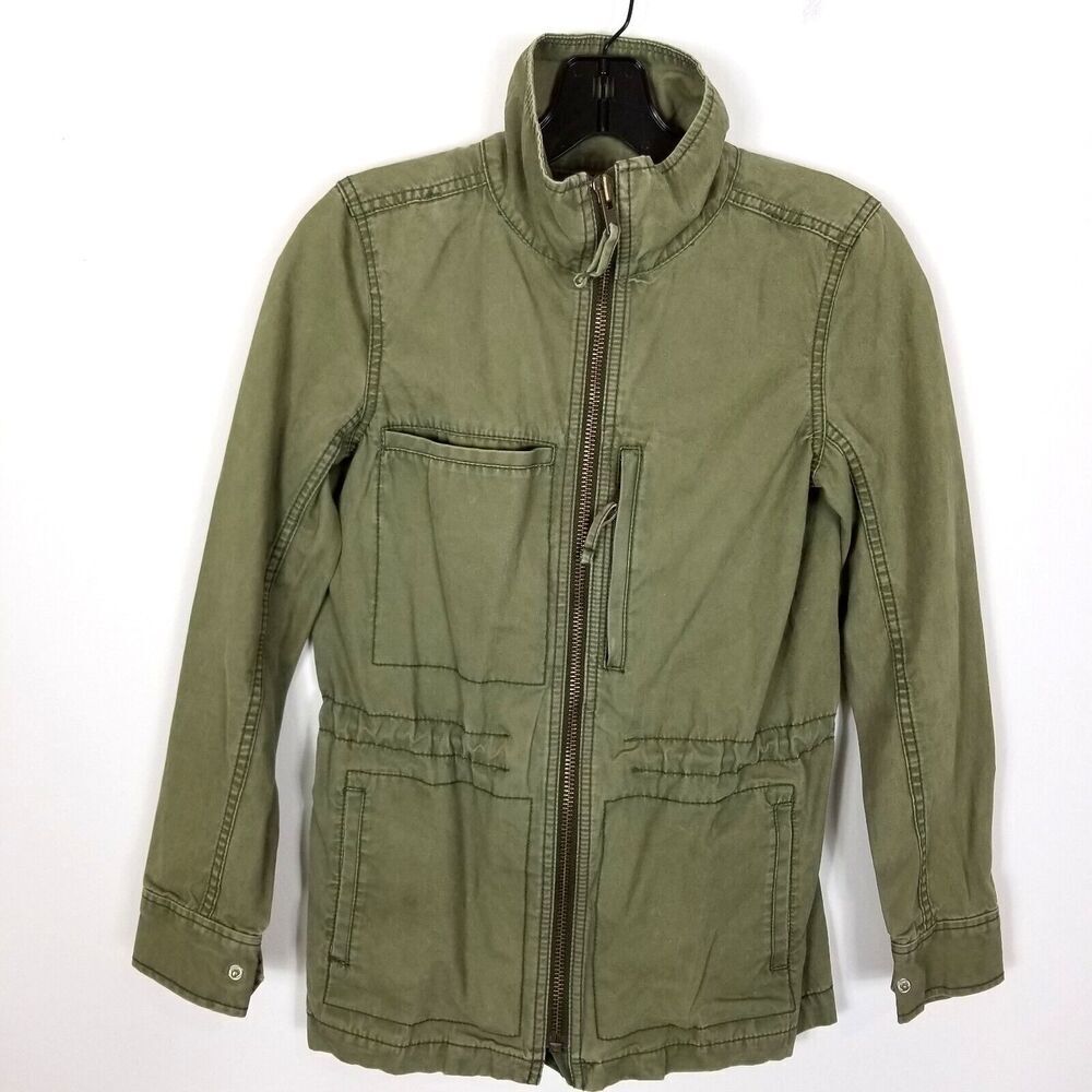 Madewell Women's Military Style Full Zip Jacket Size XS Olive Green Canvas